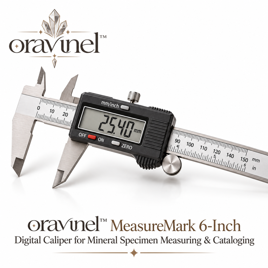 oravunel™ MeasureMark 6-Inch Digital Caliper for Mineral Specimen Measuring & Cataloging