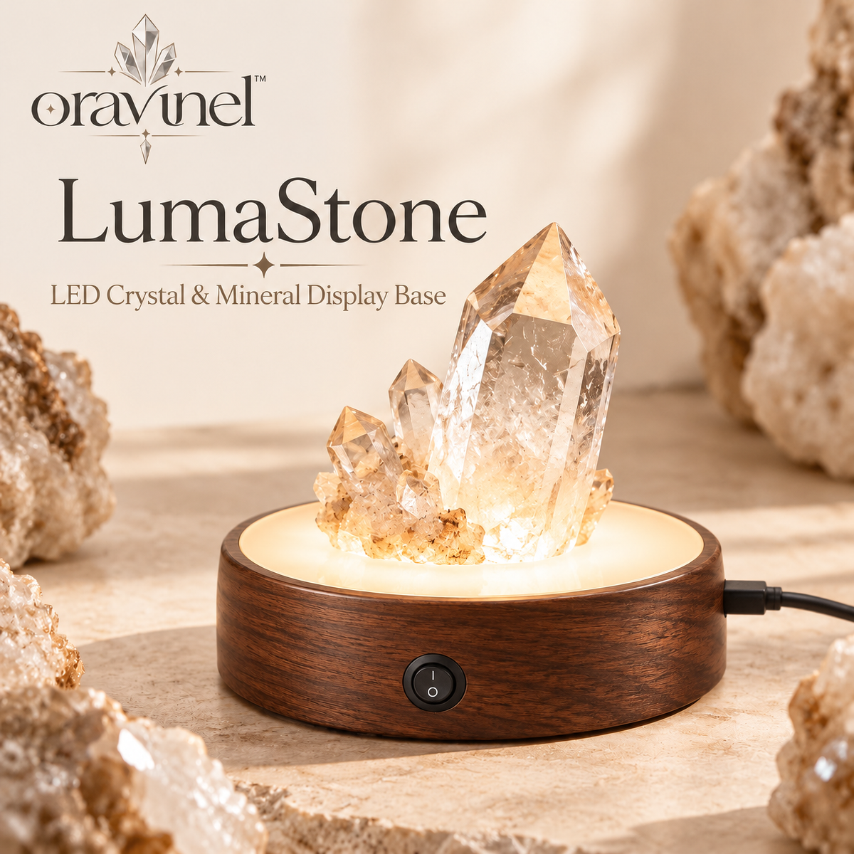 oravunel™ LumaStone LED Crystal & Mineral Display Base