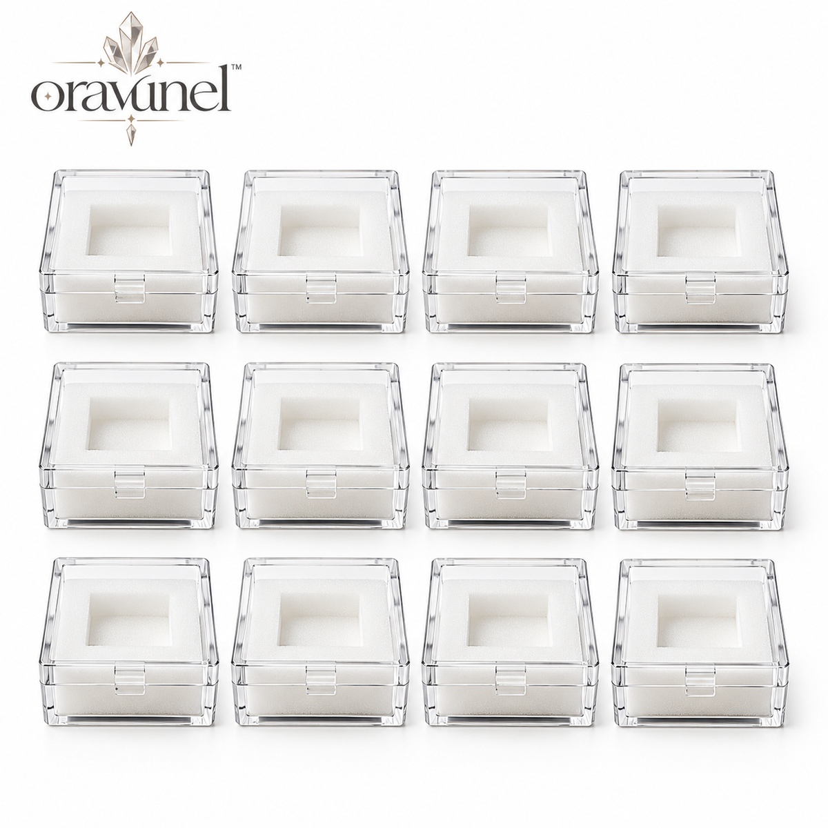 oravunel™ MiniVault 12-Pack Clear Mineral Specimen Storage Boxes