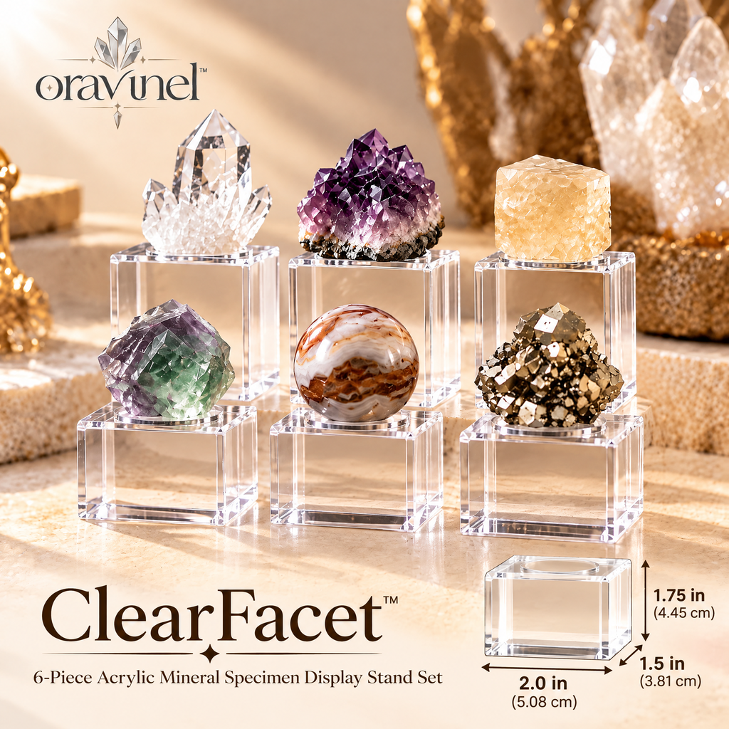 oravunel™ ClearFacet 6-Piece Acrylic Mineral Specimen Display Stand Set
