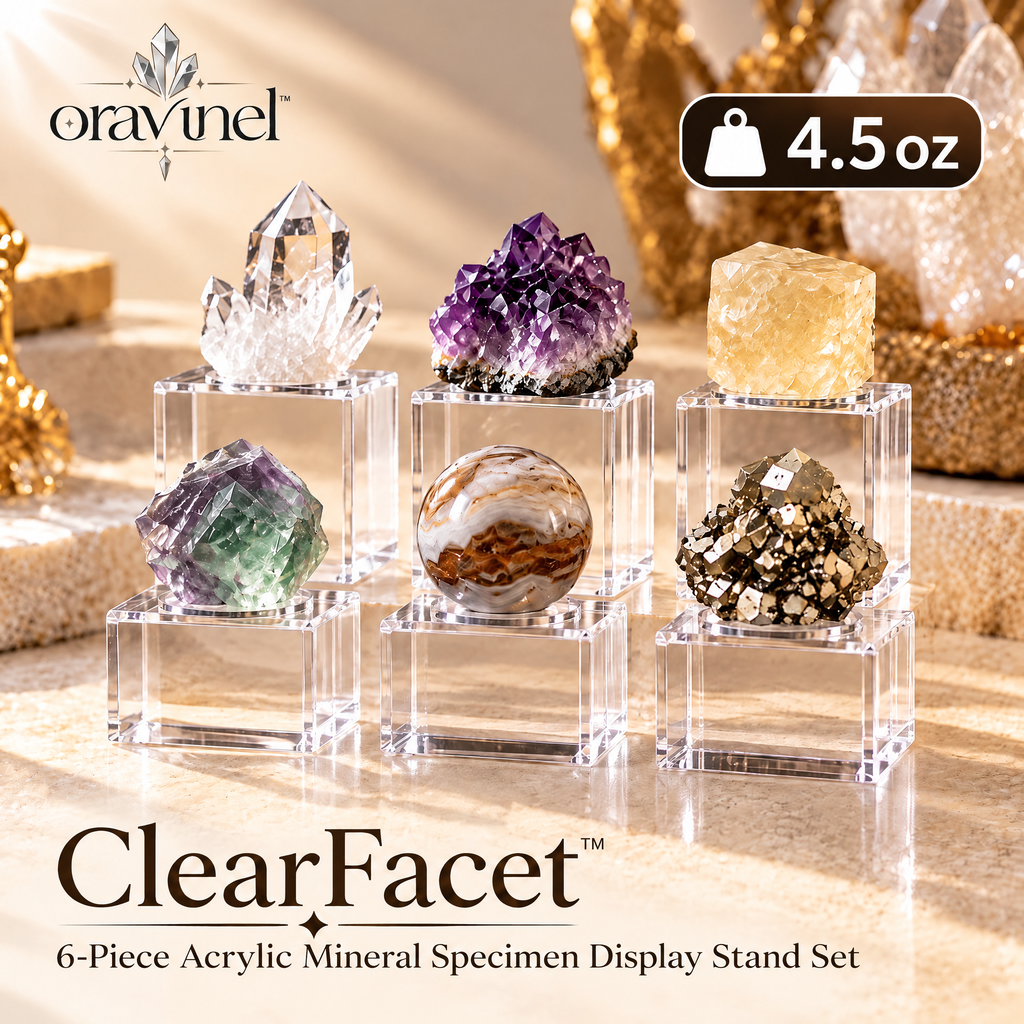 oravunel™ ClearFacet 6-Piece Acrylic Mineral Specimen Display Stand Set