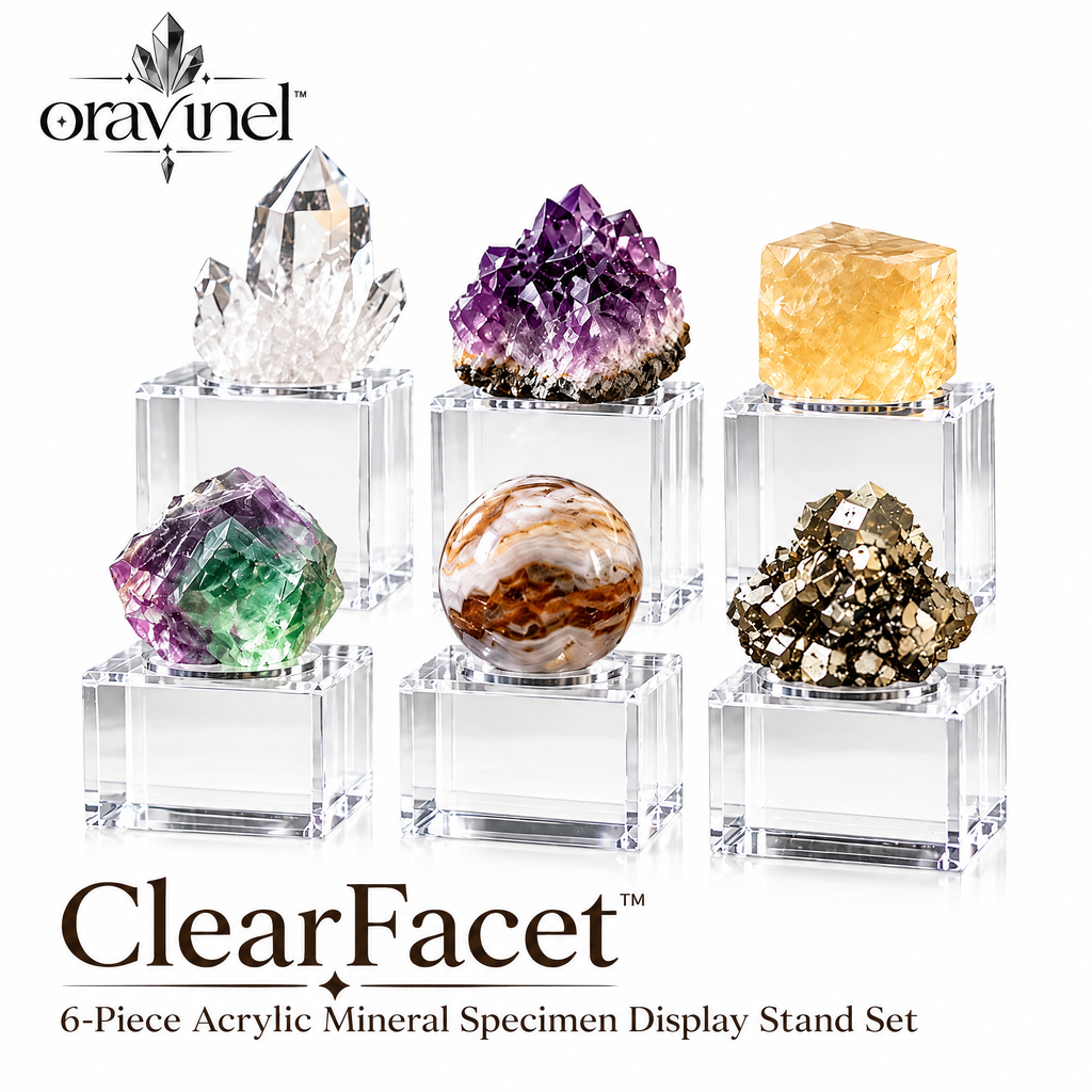 oravunel™ ClearFacet 6-Piece Acrylic Mineral Specimen Display Stand Set