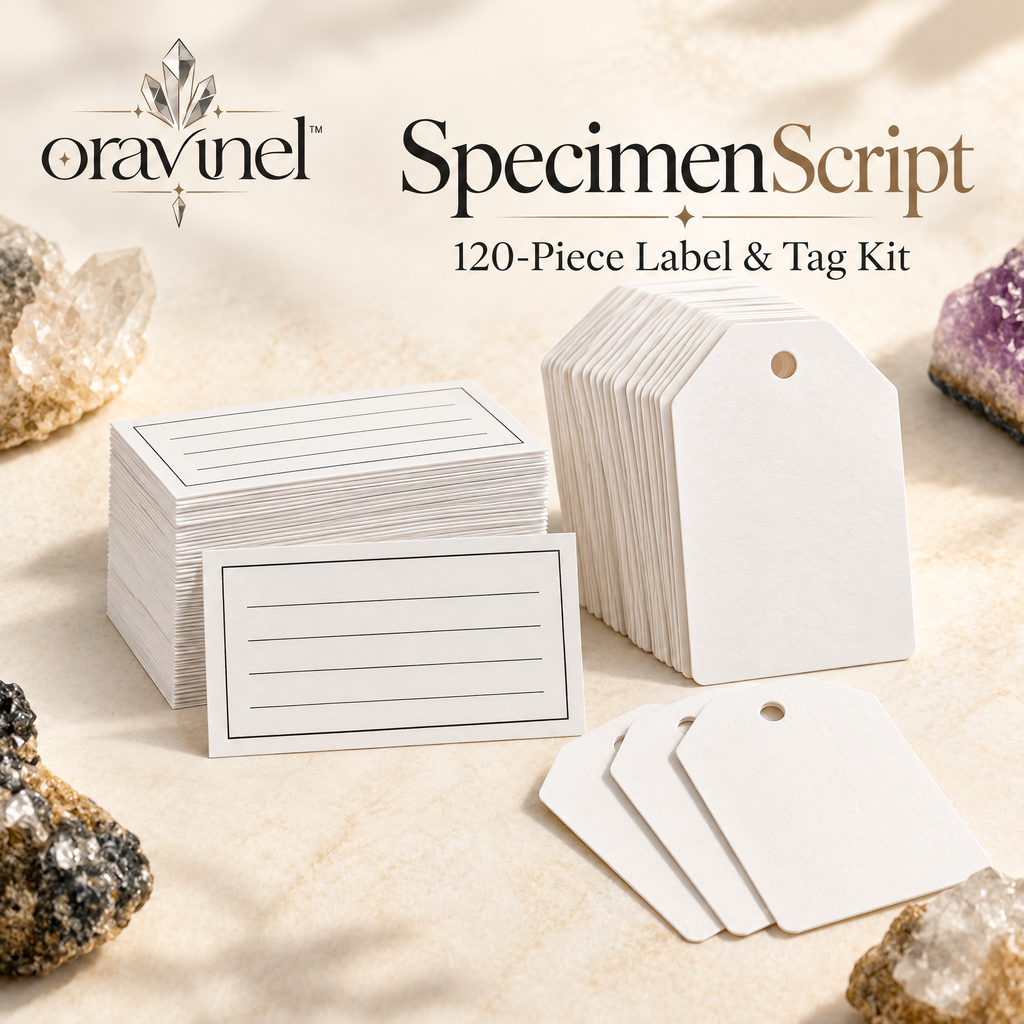oravunel™ SpecimenScript 120-Piece Mineral Identification Label & Collection Tag Kit
