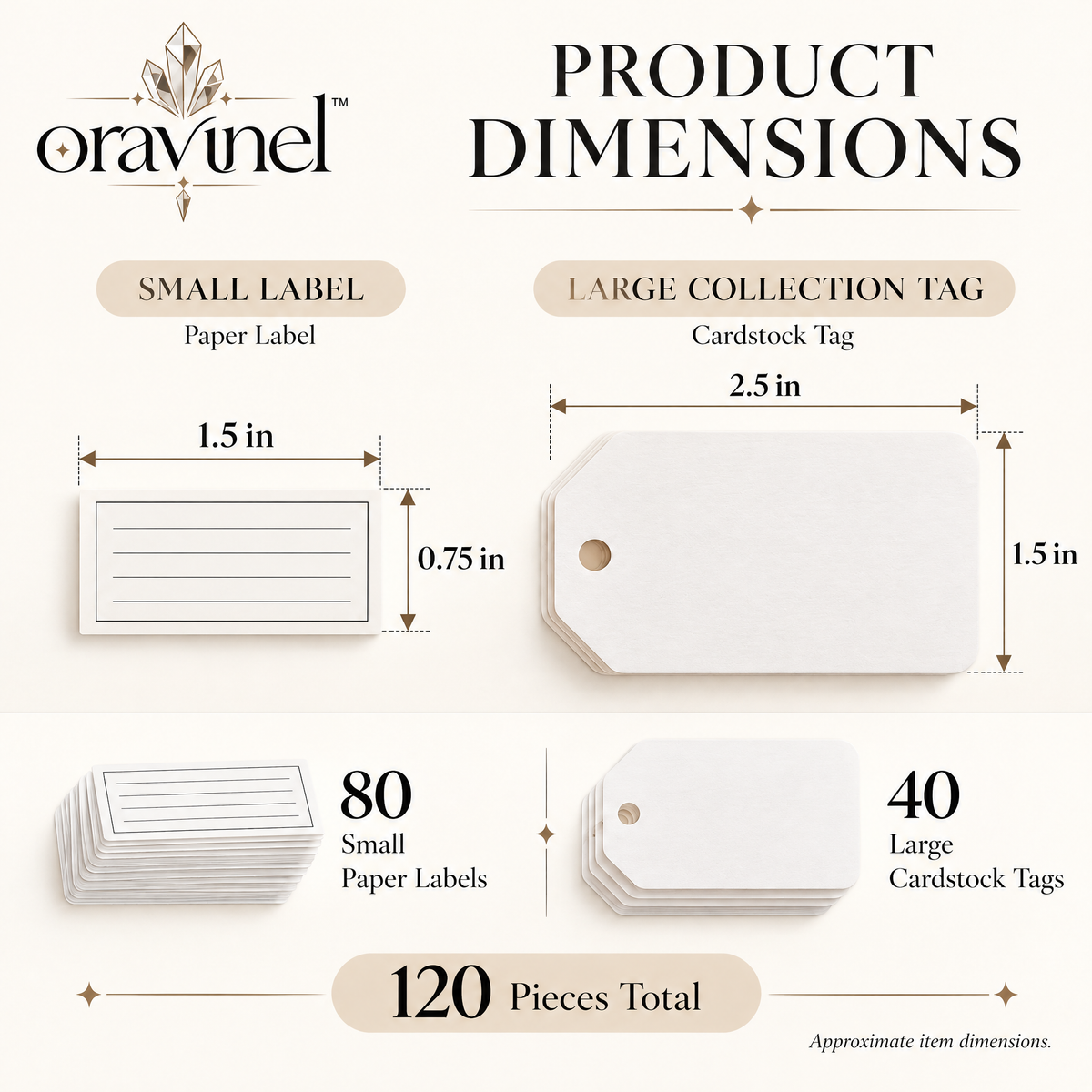 oravunel™ SpecimenScript 120-Piece Mineral Identification Label & Collection Tag Kit