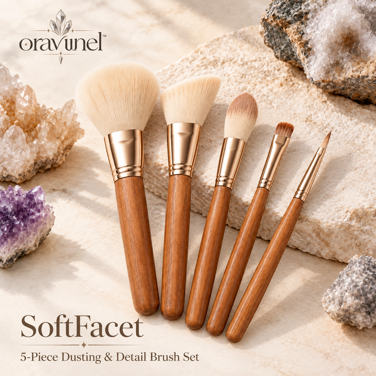 oravunel™ SoftFacet 5-Piece Mineral Specimen Dusting & Detail Brush Set