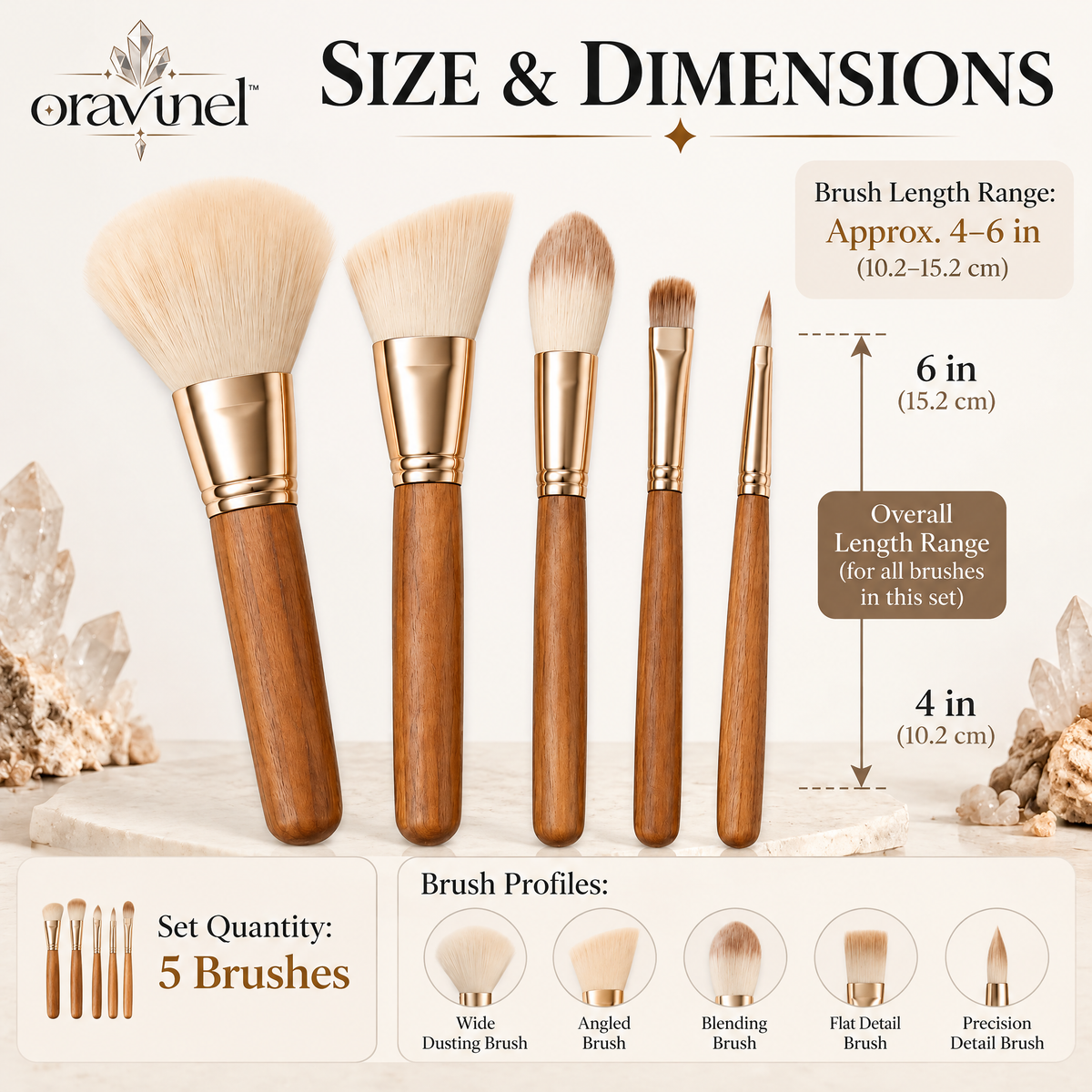 oravunel™ SoftFacet 5-Piece Mineral Specimen Dusting & Detail Brush Set