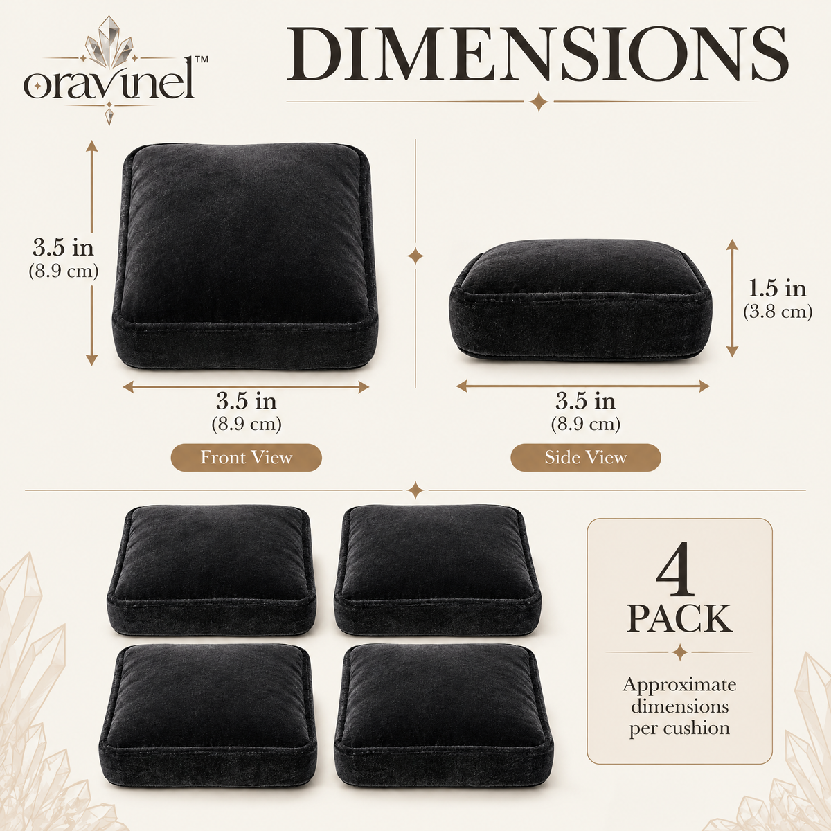 oravunel™ VelvetNest 4-Pack Mineral Specimen Display Cushions
