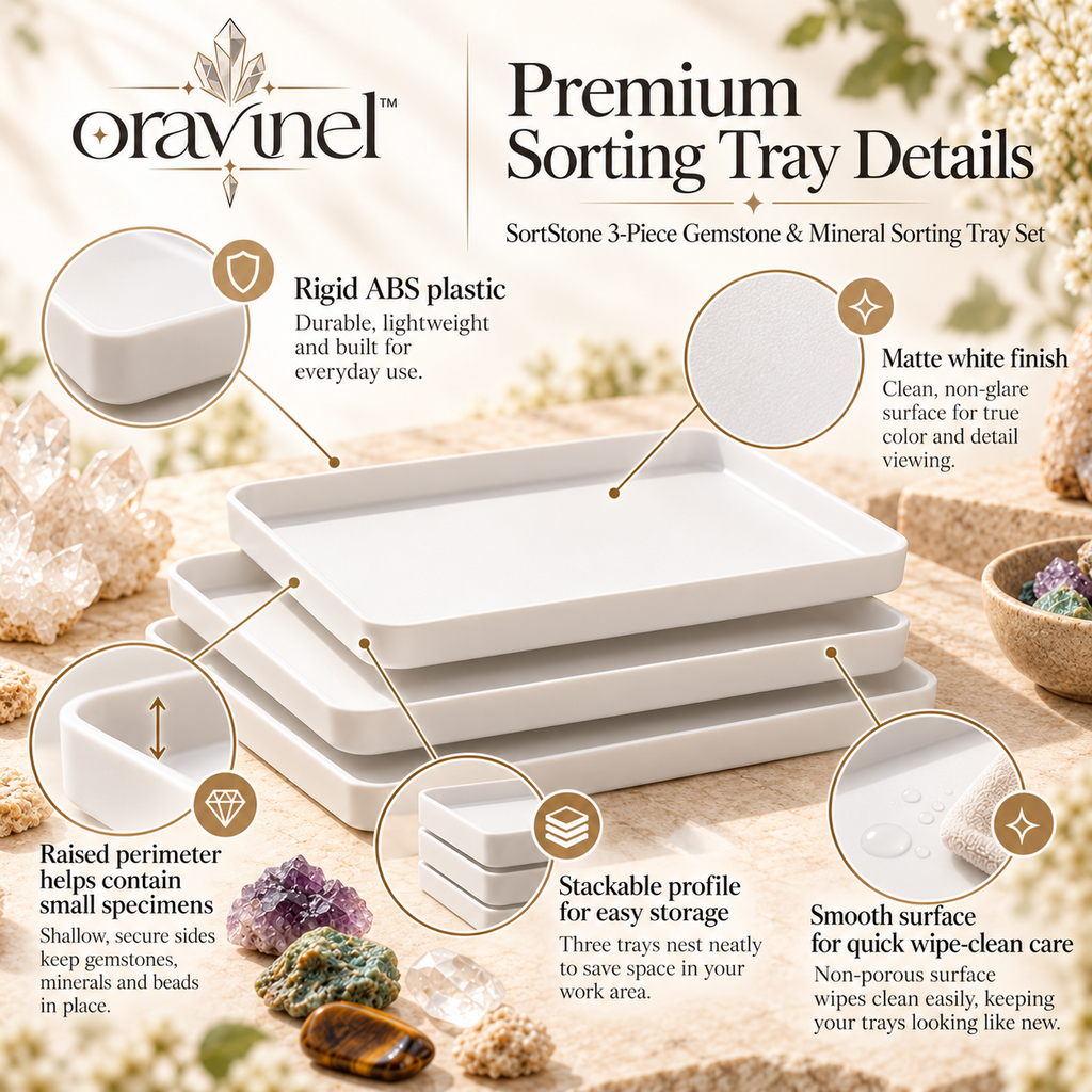 oravunel™ SortStone 3-Piece Gemstone & Mineral Sorting Tray Set