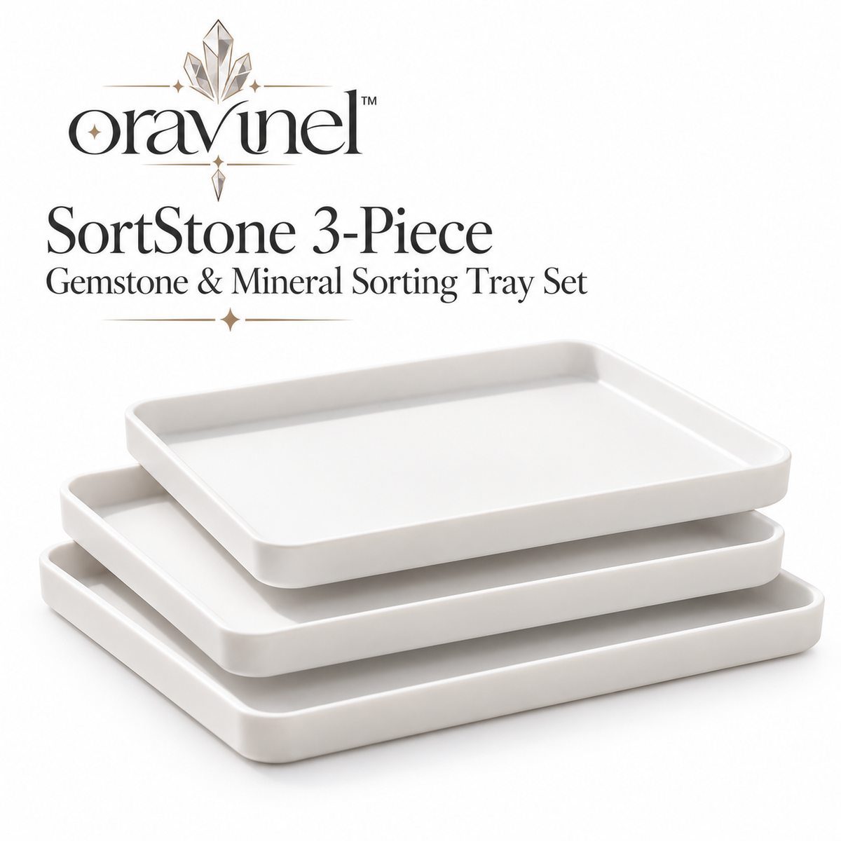 oravunel™ SortStone 3-Piece Gemstone & Mineral Sorting Tray Set